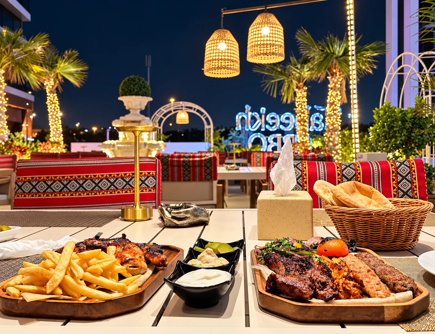 Dubai outdoor dining with mixed grills